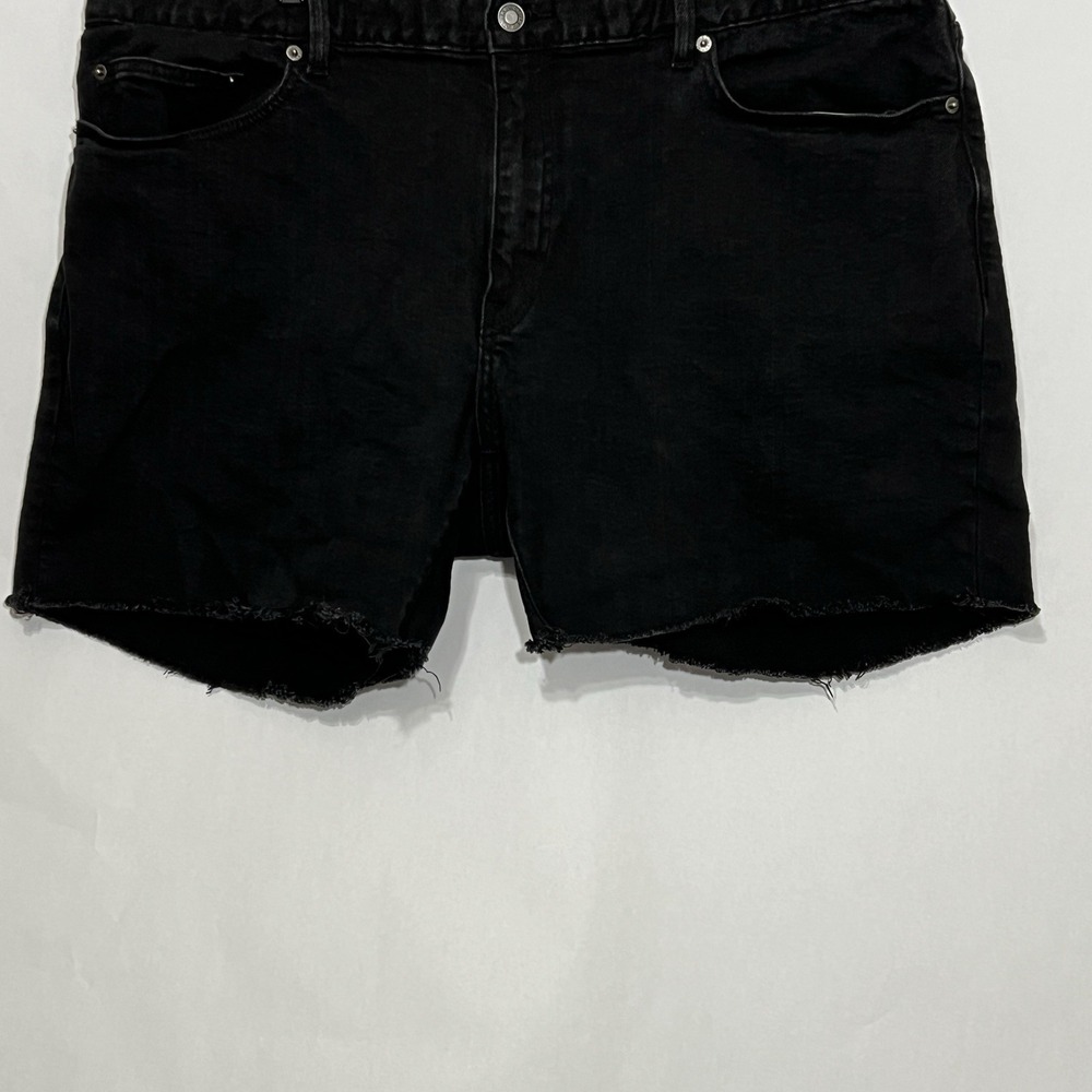 Dapper Boi Black Denim Shorts Distressed Hem Slim Stretch Men Size 42